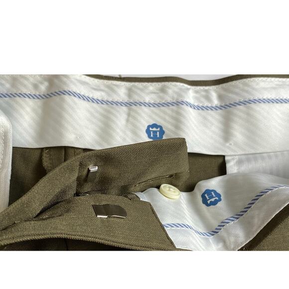 Haggar Men's Khaki Repreve Stria Flat Front No Cuff Dress Pants Size 44X32 - Picture 4 of 8